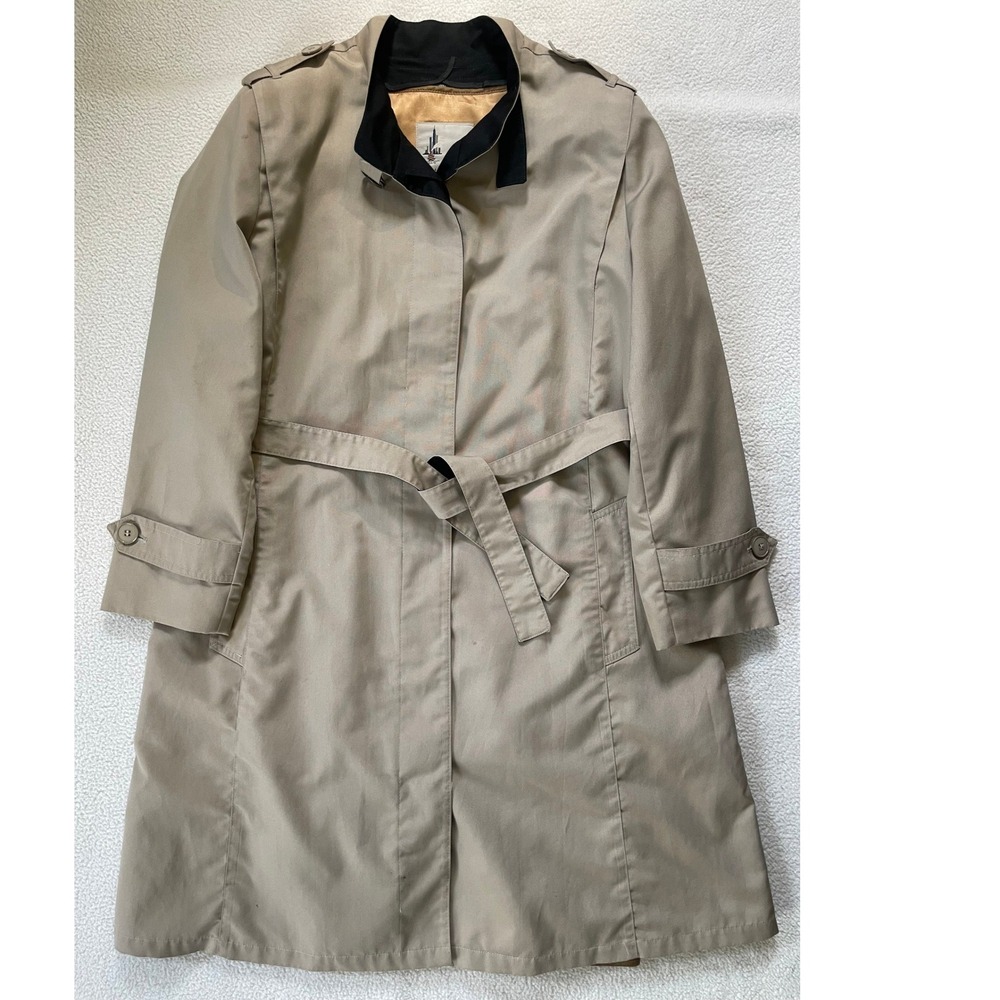 Misty Harbor Womens 14 Reg Trench Coat Beige Vintage‎ Belted ILGWU Made in USA